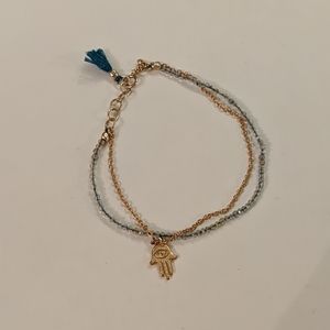 Evil Eye Gold Crystal Bead Bracelet